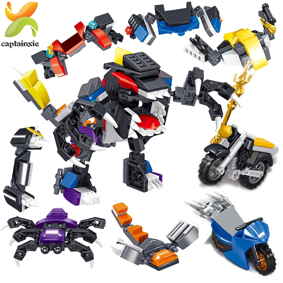 

8in1 Ninja Dragon Mecha Set Building Blocks Legoingly City Motorcycle Bricks Assembled Educational Toys For Children Boy Gift