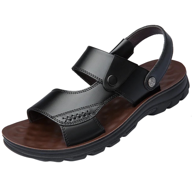 Summer beach sandals Men’s Comfortable Soft Men Genuine Leather slipon
