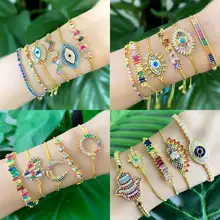 Dvacaman CZ сглаза браслет наборы для женщин в стиле барокко Красочный Кристалл Сердце ладонь геометрический Браслет Цепочка Рождественский подарок