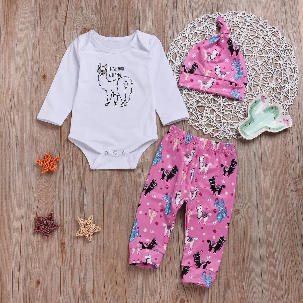 

For INS Childrenswear Hot Selling Girls Fall And Winter Clothes Alpaca Printed Three-piece Set