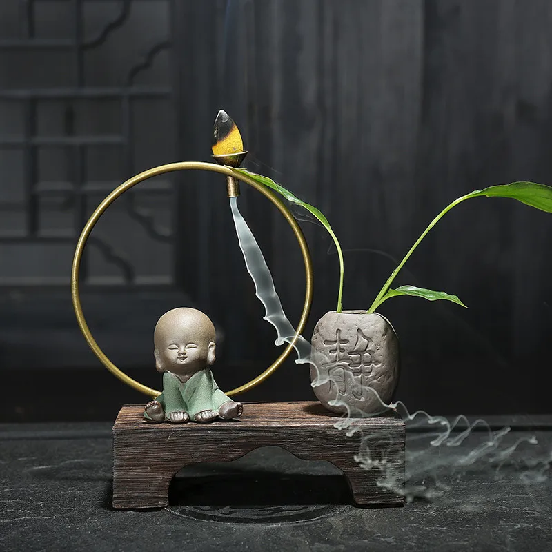 Керамическая курильница Zen Little Monk Backflow искусственная гидропоника цветочный