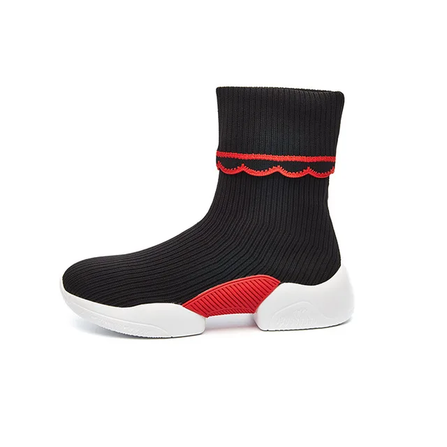 

Stretch socks shoes women 2019 autumn and winter new high help net red plus velvet socks shoes women's trend sports short boots