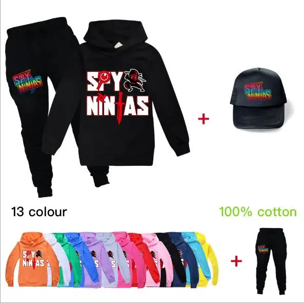 

Toddler sweatshirt Clothing Spy Ninja Graphic Cotton Teen hoodies Outfit Boys Hooded+Pants+sunhat sets For Kids Pullover Clothes