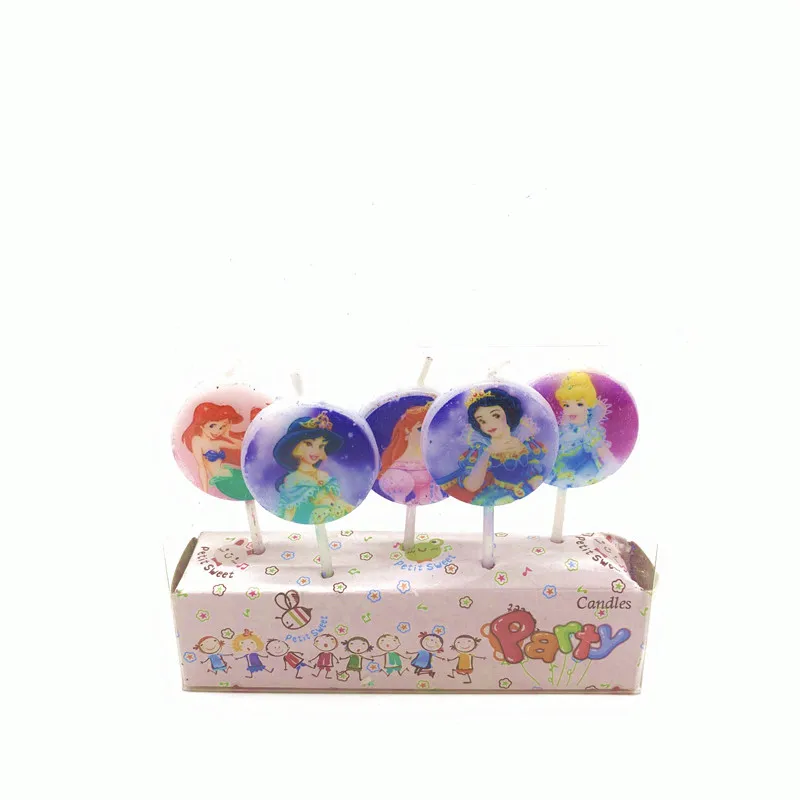 Six Princess-5pcs 5 шт./компл. disney «Холодное сердце» 2 платья Эльзы и Анны свеча "Принцесса" с рисунком торт ко дню рождения свеча детский душ декоративные свечи, праздничные принадлежности - Цвет: Six Princess-5pcs