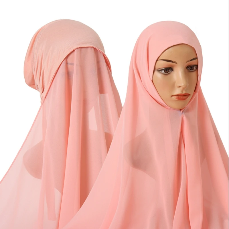 Hijab Pañuelo de punto con gorro integrado para mujer musulmana velo islámico 