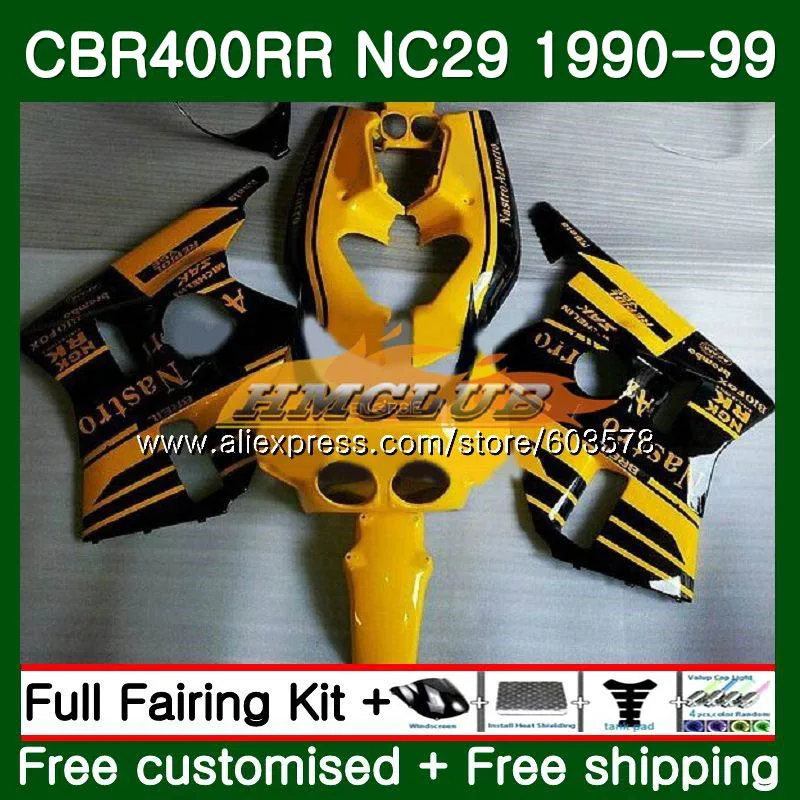 CBR400 RR для HONDA CBR400RR NC29 1994 1995 1996 1997 1998 1999 желтый черный 97CL. 29 CBR 400 RR 400RR 94 95 96 97 98 99 обтекатель