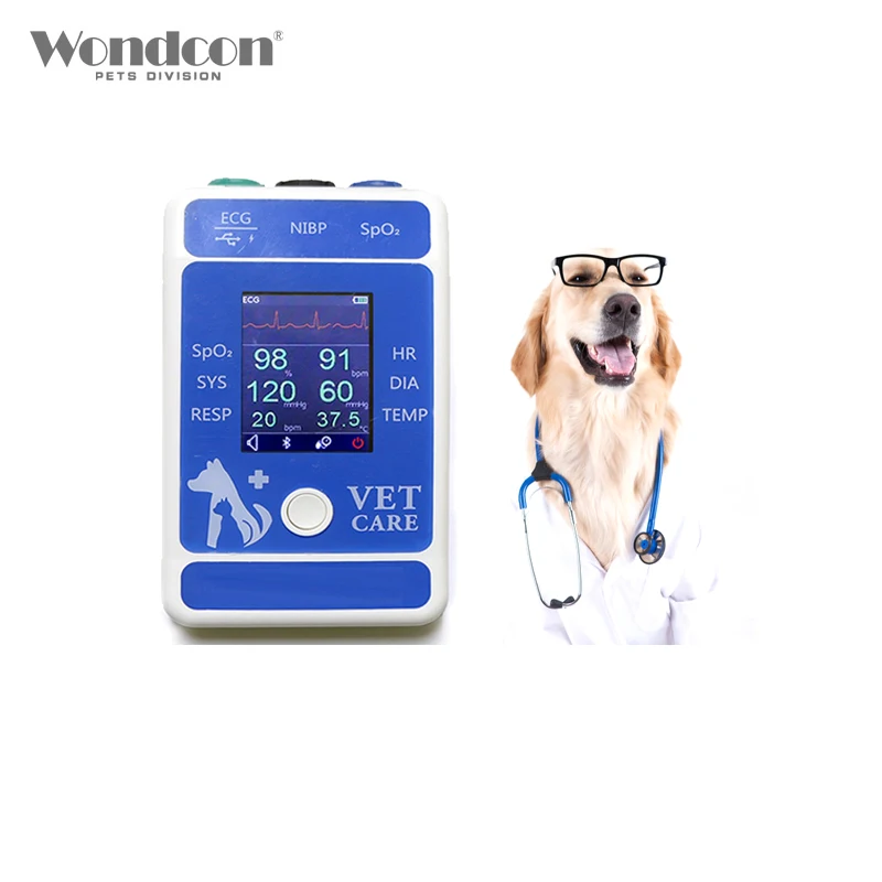  Wondcon 2.4 Inch Color TFT LCD Display Portable Veterinary Bluetooth Patient monitor SPO2 Bluetooth