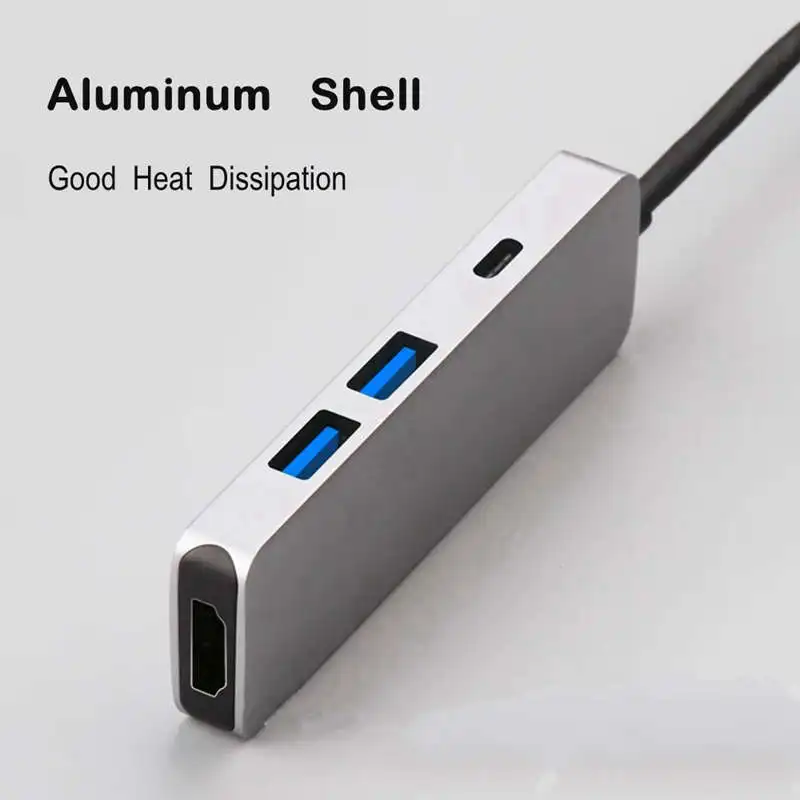 FFYY-Ult-Best 4-в-1 2Usb Порты Тип-C концентратор USB док-станция для Поддержка 4K x 2K Hdmi Usb3.0 Pd зарядки Порты и разъёмы адаптер Алюминий сплав муль