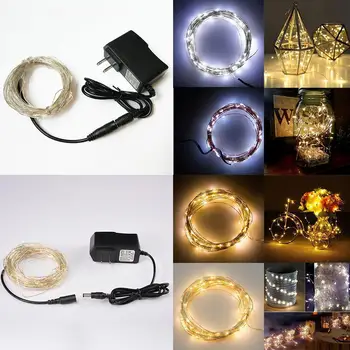 

10M 100LED Copper Wire Fairy LED String Light Warm/White Power +US Adapter Decor