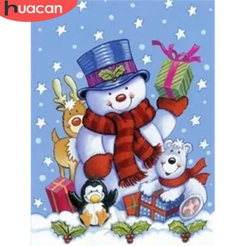 

HUACAN Diamond Embroidery Sale Christmas Snowman Diamond Painting Winter Mosaic Needlework Decor For Home Craft Kit
