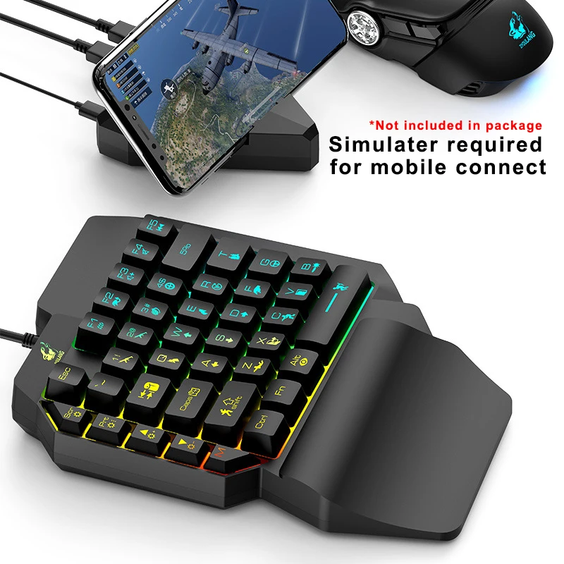  Left Hand Keyboard Single Hand Keyboard Mechanical Feel Game Keyboard for Mobile Tablet Laptop PUBG