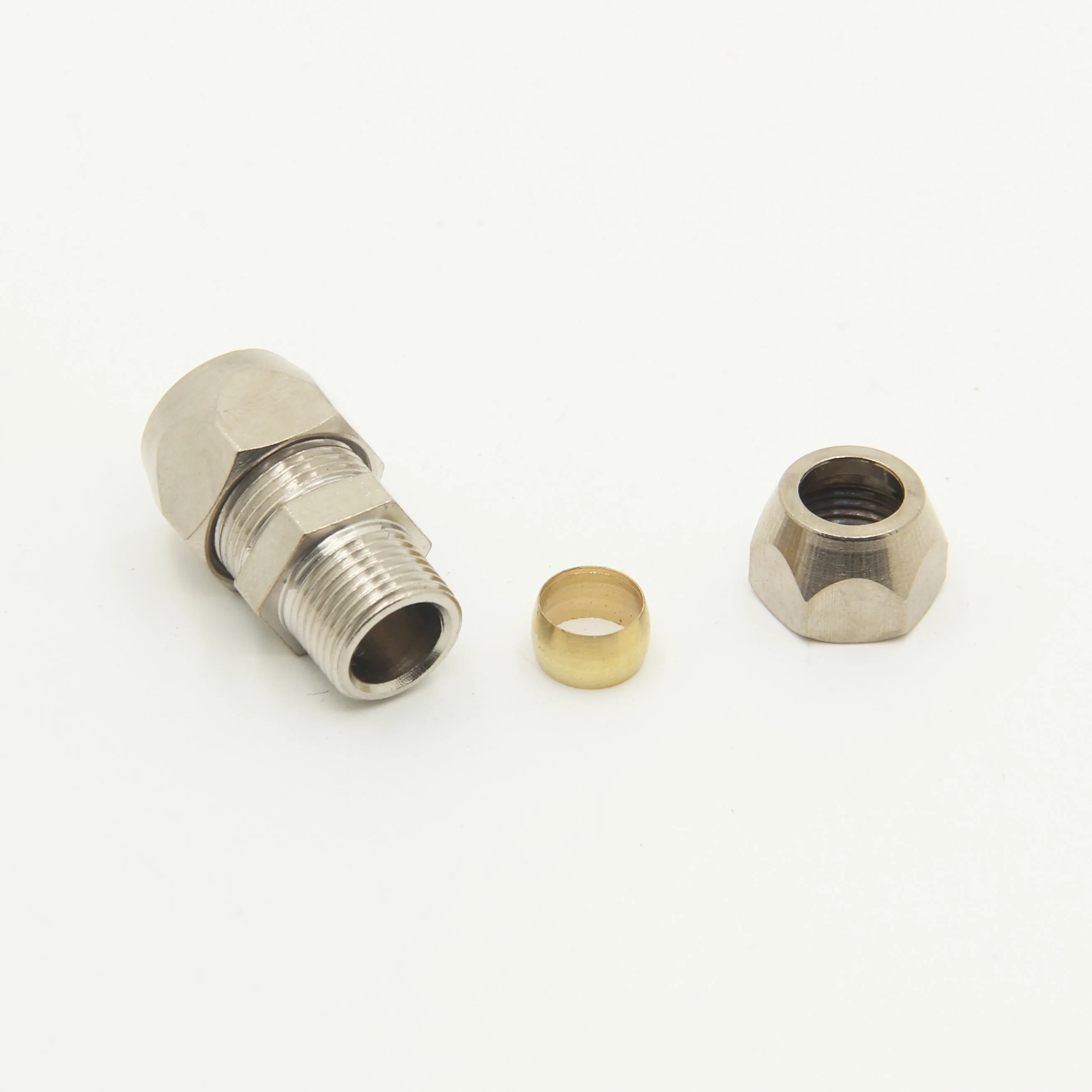 Nickel plating on copper Compression Ferrule Tube Fitting 4-16mm Brass Pipe Double Card Set Copper Joints Tubing Nut Lock Double pipe fitting,water pipe fitting,hose pipe fitting