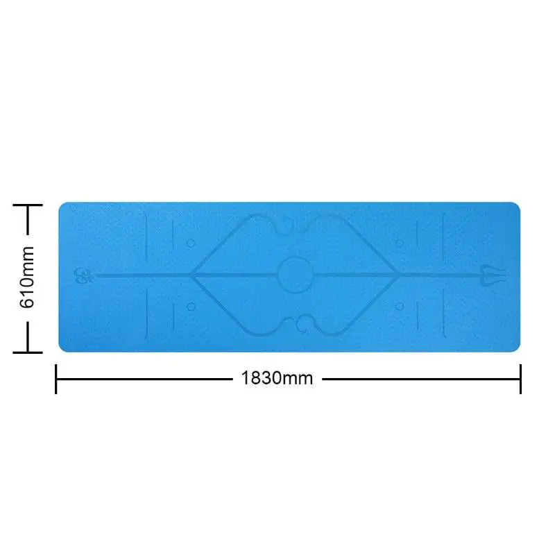 1830*610*6 мм TPE коврик для йоги с позиционной линией нескользящий коврик для спортзала Экологичные коврики для фитнеса и гимнастики для начинающих - Цвет: Небесно-голубой