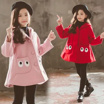 

Kids Girl Overcoat Winter New Fashion Wool Coat for Girls Teens Autumn Jacket Warm Long Outerwear Children Windproof 4-15