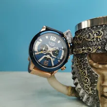 LIGE-Reloj analógico de cuero para Hombre, accesorio de pulsera resistente al agua con cronógrafo, marca de lujo deportivo de complemento masculino con diseño moderno, disponible en color azul, 2021