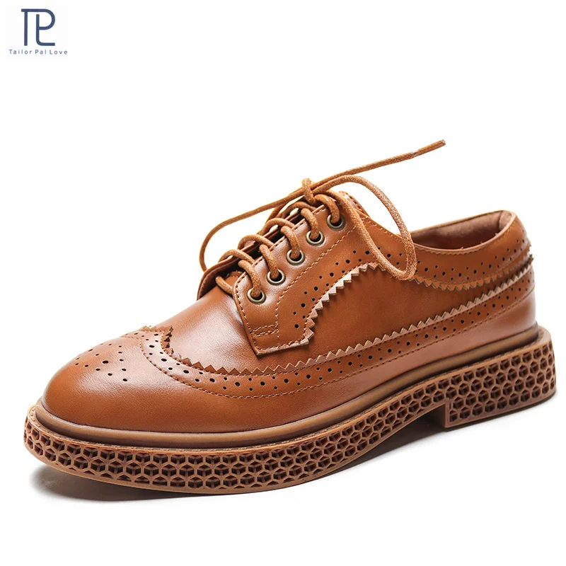 

Autumn Winter Vintage British Style Oxford Shoes For Women Round Toe Lace Up Oxfords Women Leather Flat Shoes Woman