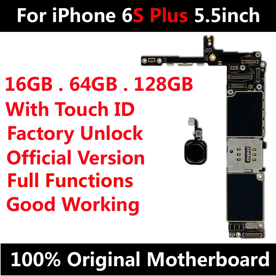 

For iPhone 6S Plus 5.5inch Original Motherboard Factory Unlock Mainboard With Touch ID Full Functions IOS Update Support