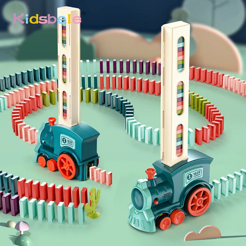 Kids Electric Domino Train Car Set Sound &amp Light Automatic Laying Dominoes Brick Blocks Game Educational Christmas Gift Toy | Игрушки и