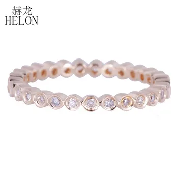 

HELON Solid 10k Yellow Gold SI/H Round 0.2ct 100% Genuine Natural Diamond Wedding Engagement Anniversary Ring Women Fine Jewelry