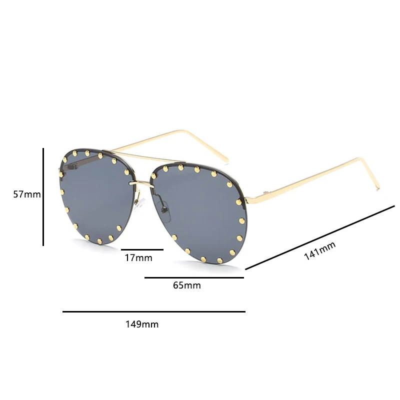 45202 Ladies Metal Rivet Pilot Sunglasses Women Luxury Personality Glasses  Designer Eyewear Transparent UV400 - AliExpress