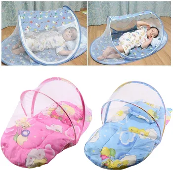 

New OUTADFoldable Baby Cotton Padded Mattress Infant Pillow Bed Mosquito Net Tent Stand Kid Baby Bed Accessories Hung Dome Floo