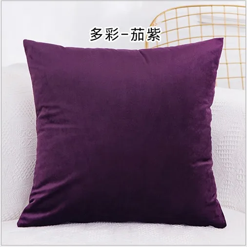 dark purple Однотонный бархатный декоративный чехол для подушек, мягкий Бархатный Чехол для подушек, домашний диван, белый, серый, желтый, синий, наволочка 40x40/60x60 см - Цвет: dark purple