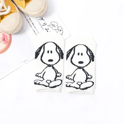 Kawaii/носки с мультипликационным принтом; милые короткие носки-башмачки с мелким носком; забавные Женские повседневные мужские короткие носки; счастье хлопок; носки - Цвет: 1