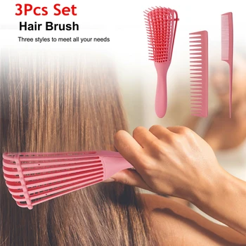 

3Pcs/Set Hair Brush Set Detangling Comb Anti-Static Scalp Massage Wet/Dry Curly Salon Fashion Styling Tools
