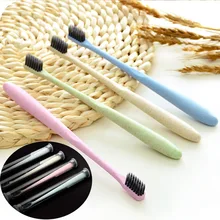 4 шт./упак. зубная щетка из пшеничной соломы es мягкая щетина Экологичная бамбуковая зубная щетка из древесного угля щетка для ухода за полостью рта для взрослых