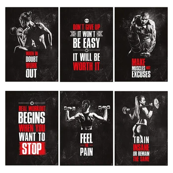 

Bodybuilding Motivational Art Canvas Poster Print Painting Fitness Inspirational Wall Pictures for Room Gym Office Home Decor