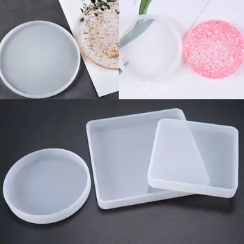 

3 Pcs Crystal Epoxy Mold DIY Handmade Mirror Square Round Highlight Silicone Mould Dried Flower Resin Decorative DIY Hand Craft