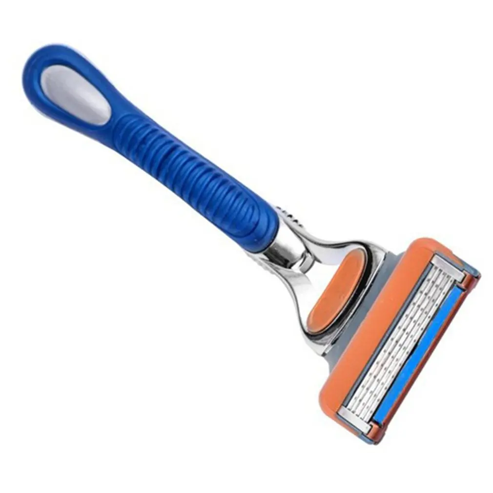 Men's Manual Razor 5-layer Shaving Razor Handle Blue Men's Beard Knife Razor Tool Shaving Beauty Salon Supplies