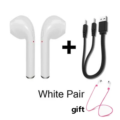 earphone and cables I7s TWS Bluetooth наушники-вкладыши беспроводные наушники мини музыкальный наушник спортивные наушники гарнитура с беспроводными наушниками кабели - Цвет: earphone and cables
