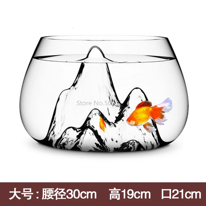 Transparent Landscape Glass Aquarium Living Room Small Creative Goldfish Tank Living Room Lazy Fish Tank Big Aquarium Tank - Цвет: Белый