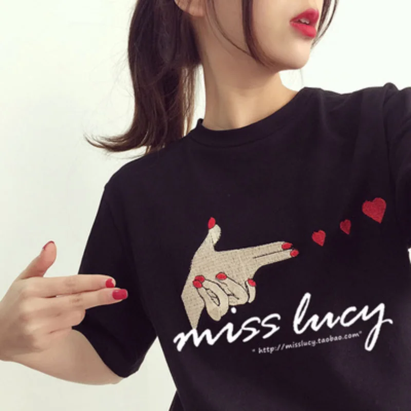 

New Summer T-Shirt Women Personality Print Short-Sleeved T-Shirt Korean Version Tide Harajuku Loose Half-Sleeved T-Shirt Female