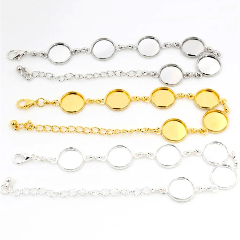 New High Quality 2pcs 12mm 3 Colors Plated Six Cameo Bangle Base Bracelet Blank Findings Setting Cabochon | Украшения и