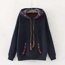 Японский стиль, повседневный Универсальный этнический пуловер с вышивкой и кисточками, теплые мужские толстовки и худи, Женская Толстовка 26153