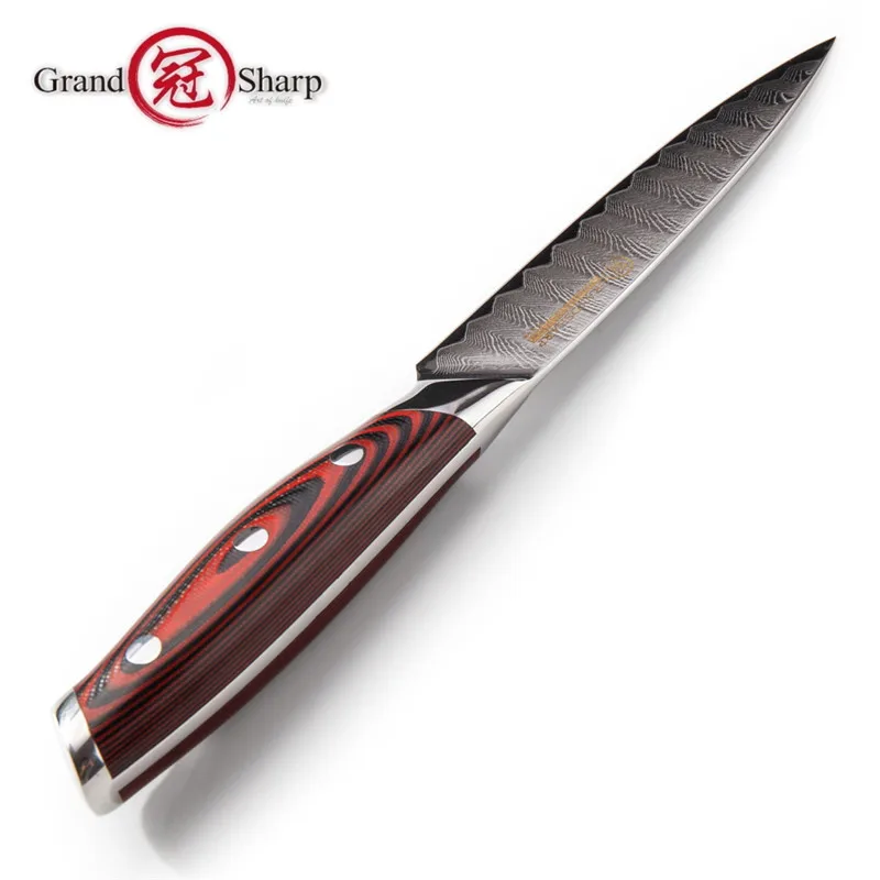 Grandsharp дамасский кухонный нож 5 дюймов Универсальный нож 67 слоев VG10 японский дамасский стальной резак; многофункциональный нож G10 Ручка
