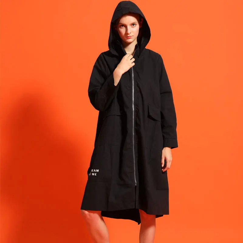 

[LANMREM] 2020 Spring New Products Fashion Solid Color Hood Loose And Fat Increase Dress Female PA280