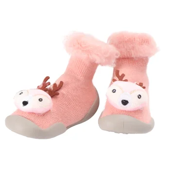 

1 Pair Christmas Season Baby Shoes Autumn Winter Infant Prewalker Cartoon Thickening Warm Socks Shoes Anti Slip Shoes for Baby W
