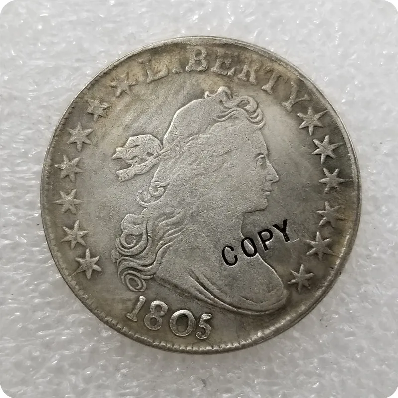 1805 США 1801-1807 драпированная монета пол доллара 1/2 доллар(геральдический Орел) Имитация монеты-копии монет медаль коллекционные монеты значок - Цвет: 1805