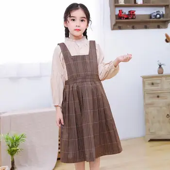 

Good Quality Girl Sets 2020 Spring Kids Sets Long sleeve shirt + strap dress College style girls' Sets Size 110-150cm