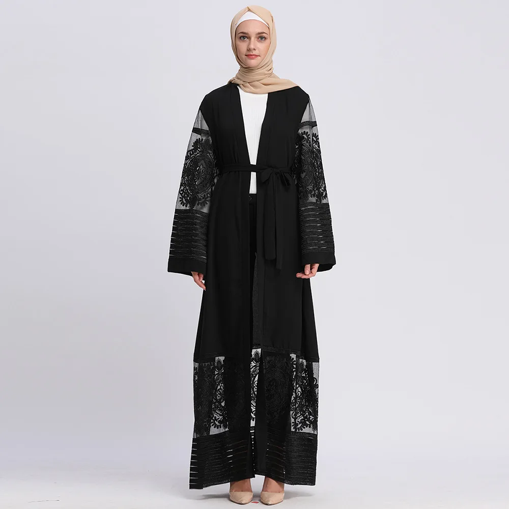 2019 Abayas Дубайский мусульманский Модный женский кардиган с вышивкой халат Женская одежда для платья с длинными рукавами