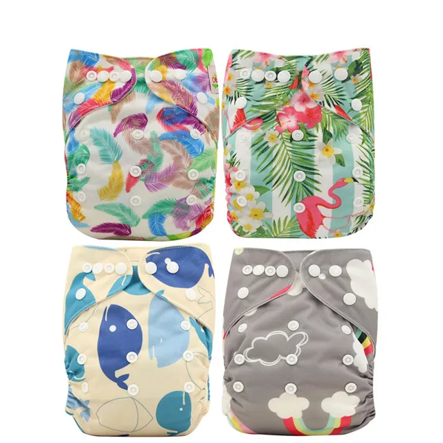 baby cloth diaper15 Ohbabyka 4 шт./компл. детская Пеленка из моющейся ткани единорог мультфильм детские подгузники один размер регулируемый уход за ребенком Карманный подгузник Многоразовые - Цвет: baby cloth diaper15