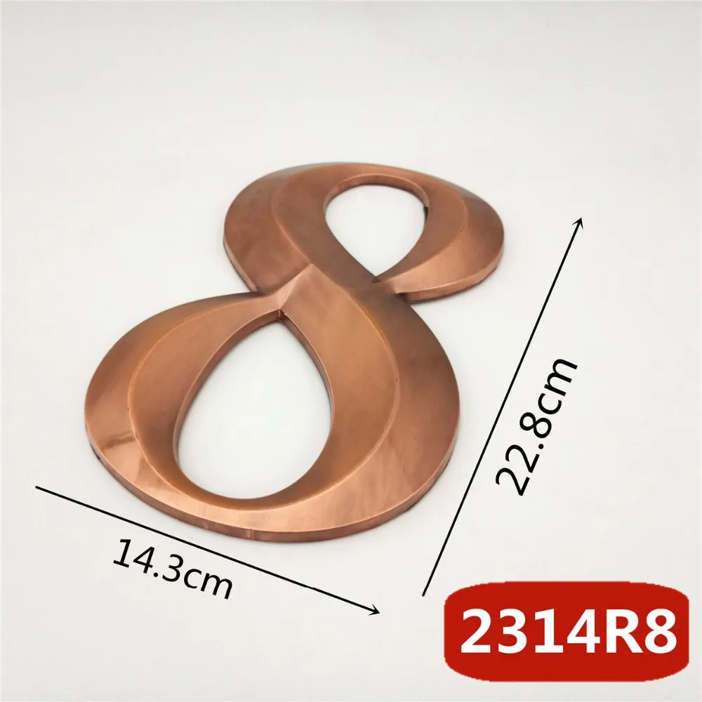 23cm Big Size 3D Digits Door Numeral Plate Plaque Sign Sticker With Self-adhesiv for door waterproof Plastic House Number