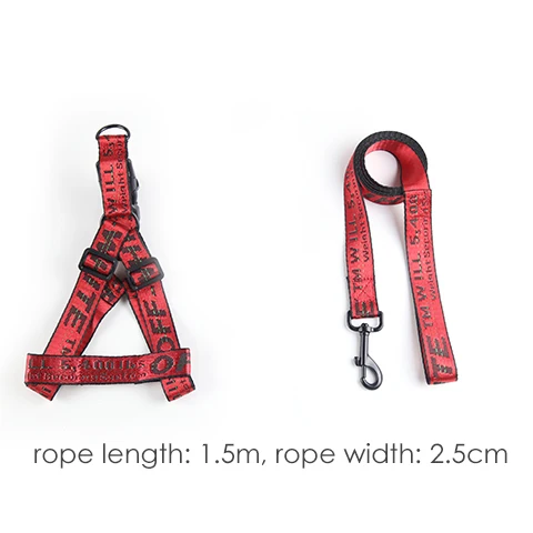 2pcs red Модный ошейник для собак с буквами, собачий бульдог, нейлоновый поводок для собак, набор для прогулок, поставки, веревка, поводок, прочный, для щенков, 1,5 см, жгут, французский - Цвет: 2pcs red