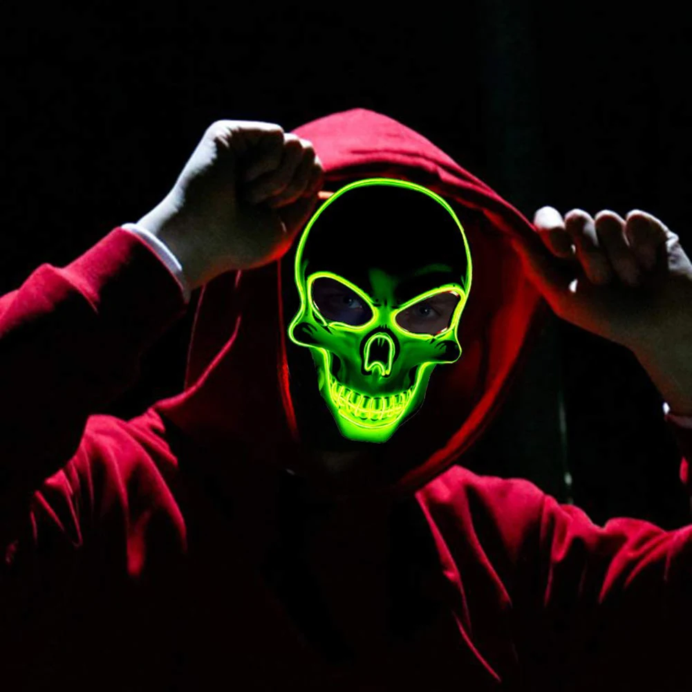 Светодиодный маска на Хэллоуин, маска для чистки, тушь для ресниц, костюм, DJ, вечерние светильник, светящиеся в темноте, 20 цветов на выбор, маска для чистки