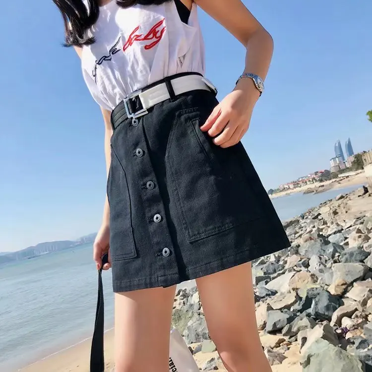 

Denim Skirt A- line Skirt Women's Autumn & Winter New Style High-waisted Slimming Sheath Culottes Cool Slimming of Skirt