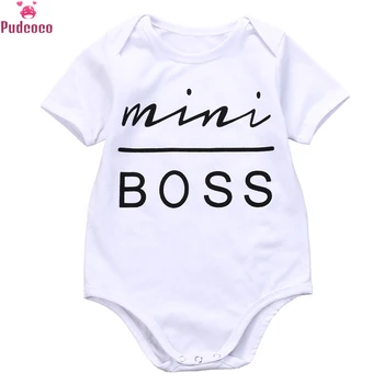 

Baby Girls Boys Cotton Jumpsuit Infant Newborn Clothes Printed Letter Mini Boss Rompers Summer Playsuit Outfits 3-18 Months