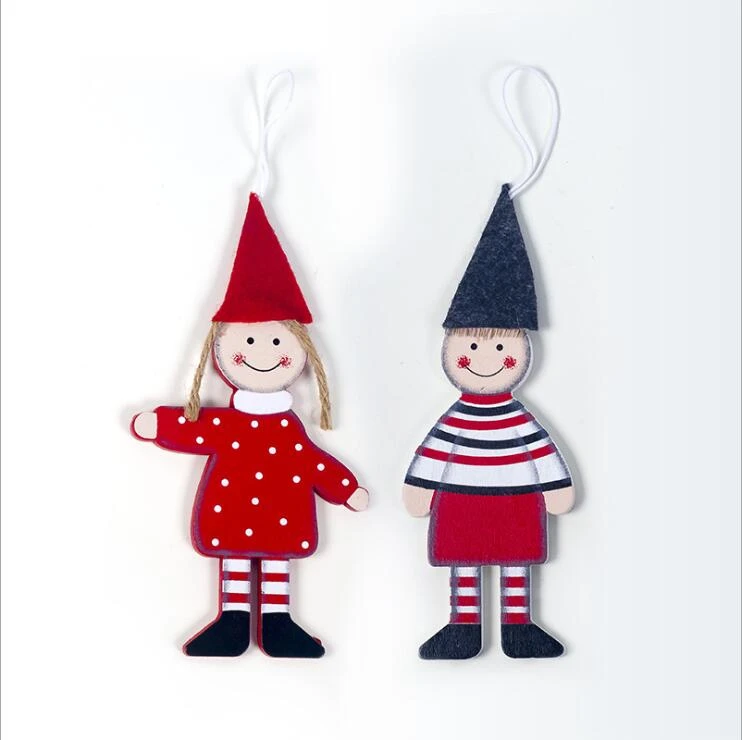2 шт./компл. многоцветные рождественские куклы для мальчиков и девочек, подвесные украшения для искусственный цветы, украшения для рождественской елки, детские подарки, украшения - Цвет: red